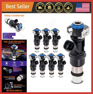 Fuel Injectors Set of 8 for GMC Sierra Yukon Savana V8 4.8L/5.3L/6.0L 2000-2006 Foto 1 de 4