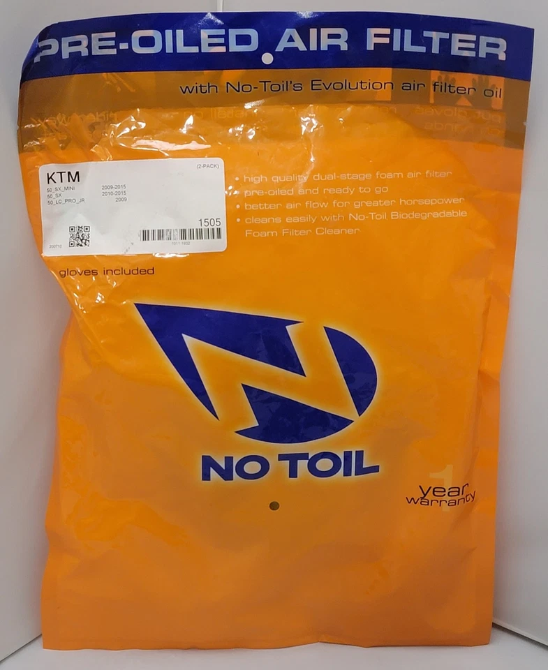 Filtro de aire preengrasado 1505 2pk KTM 50_SX Mini 50_SX 50_LC PRO JR 2009-15 SIN TRABAJO Foto 1 de 3