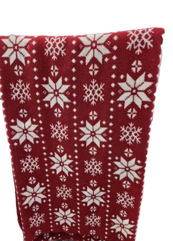 Copos de Nieve y Pointsettia Manta Navidad Rojo y Blanco Lujoso Ropa de Cama Foto 1 de 3
