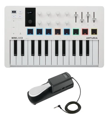 Arturia MiniLab MKIII White USB Midicontroller Set Weiß Bundle Pack Pedal Midi - Bild 1 von 4