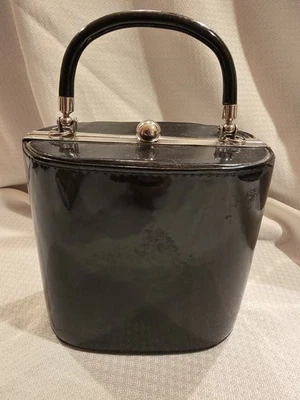 Vintage Black Patent Leather Purse From 1950s? 1960s? - Image 1 of 4