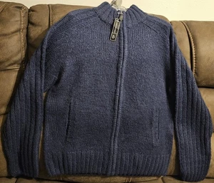 Lanesboro Mens Full Zip Sweater Golf Cardigan Jacket Wool Blend Size Med NAVY - Picture 1 of 18