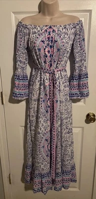 LILLY PULITZER Abigale Time To Shine Off Shoulder Dress Tie Waist Beach Sz. 2XS - Image 1 of 4