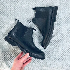SOREL MEN'S BLACK MADSON LEATHER CHELSEA ANKLE BOOTS 10.5 WATERPROOF - Picture 1 of 5