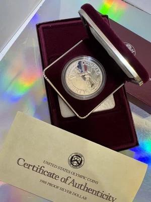 1988-S United States Mint Olympic Silver Dollar Proof Coin S$1 San Francisco - Image 1 of 4