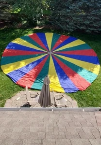 Huffy Vintage Kids Play Parachute 30Ft W Handles, Rainbow OG School Parachute - Picture 1 of 4