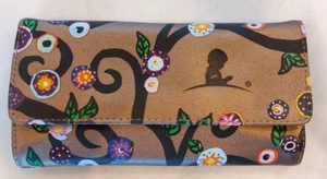 St Jude Rose Metallic Gold Trifold Travel Jewelry Case Pouch Flower Vine 4"X8" - Picture 1 of 9