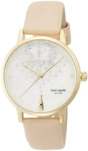 Kate Spade Metro White Champagne Watch with Beige Leather 34 mm NIB - Picture 1 of 4