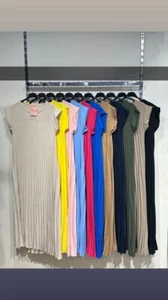 Vestido midi arrugado corpiño fruncido liso sin mangas para dama talla 8-18 - Imagen 1 de 12