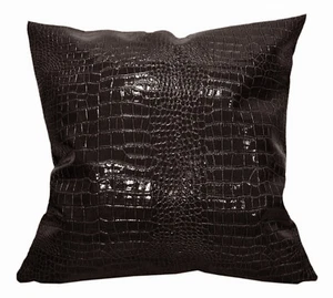 pd1002a Brown Faux Crocodile Glossy Leather Cushion Cover/Pillow Case*Custom Siz - Picture 1 of 6