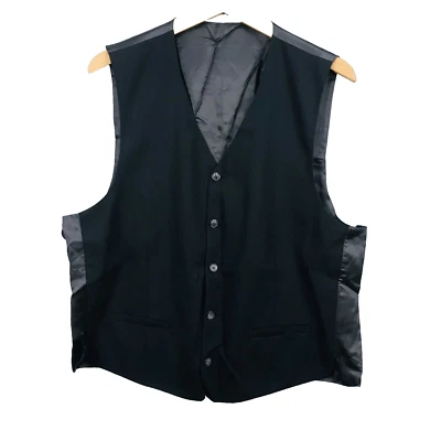 Christian Berg Costume Gilet Homme M/L Noir Laine Vierge Classique Dos Ajustable - Photo 1/4