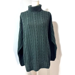 Vintage Cherokee Pullover breit gerippt Zopfmuster Rollkragen Tunika Gr. Large - Bild 1 von 6