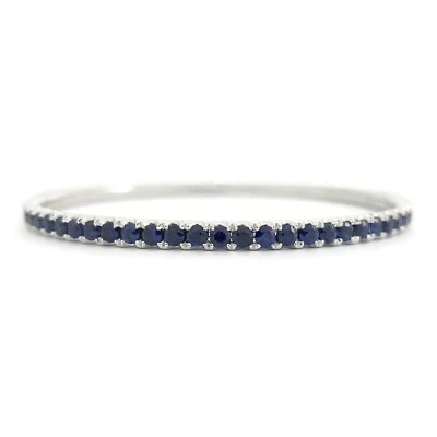 Brazalete Brazalete de piedras preciosas de zafiro azul oro blanco 14K, 2,20 CTW Foto 1 de 4