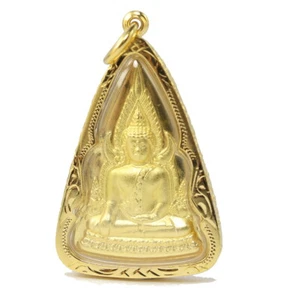 FAMOUS THAI BUDDHA CHINNARAJ AMULET 24K Yellow Gold GP BIG Pendant GT4 - Picture 1 of 6