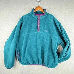 Vintage L.L. Bean Fleece Pullover Herren XL Grün Lila 1/4 Druckknopf Made In USA 90er - Bild 1 von 9