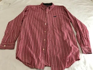 Chaps Red Striped Button Down Long Sleeve Shirt Size M - Excellent - Picture 1 of 12