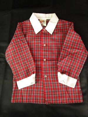 Camisa Good Lad Boys 3T Abotonada Roja a Cuadros Cuello Blanco Manga Larga Navidad Foto 1 de 4
