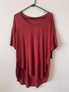 Black Tape short sleeve shirt, Plus Size X, Barn Red - buttery modal fabric - Picture 1 of 6