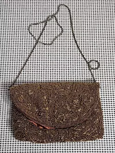 Vintage Walborg Evening Clutch Beaded Purse Shoulder Cooper Color Bag, Vintage - Picture 1 of 9