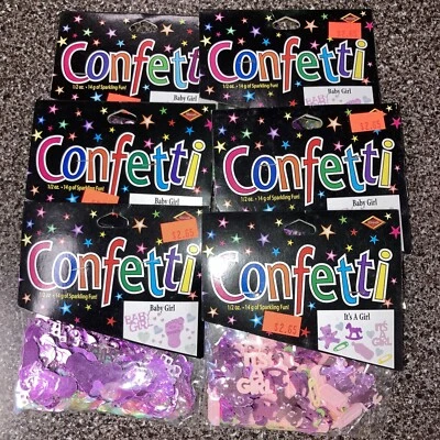 6 paquetes mixtos de confeti para bebé niña y es una niña 1/2 OZ suministrados para fiesta Foto 1 de 4