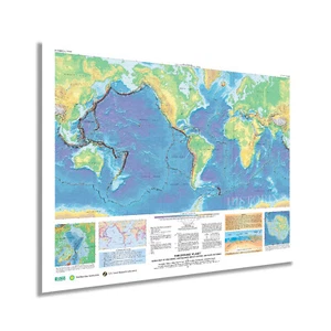 2006 World Map of Volcanoes Earthquakes Impact Craters Plate Tectonics Wall Art - Picture 1 of 24