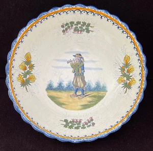 Henriot Quimper Vintage Open Vegetable Bowl 10-1/2" Diameter YY530 - Picture 1 of 6