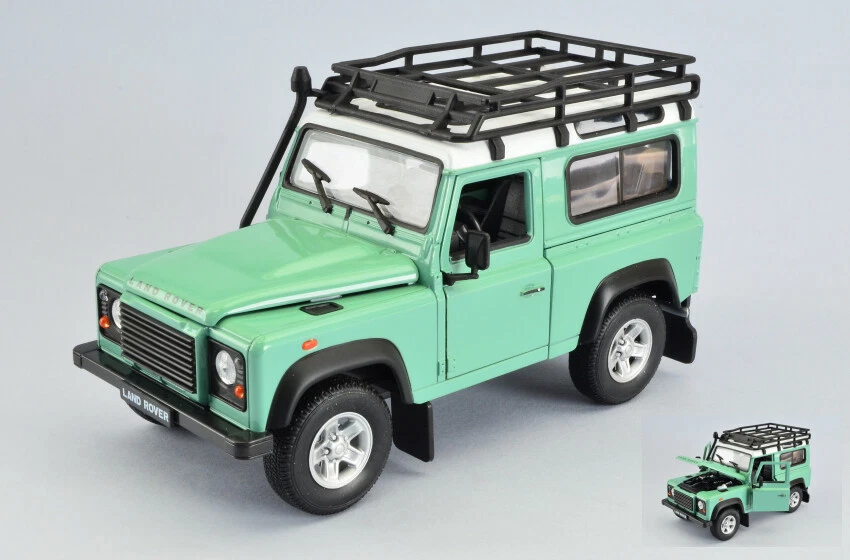 Welly LAND ROVER DEFENDER LIGHT GREEN/WHITE W/ROOF RACK 1:24 - Immagine 1 di 1