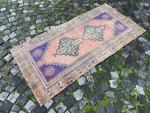 Türkischer Antik Teppich Bohemian Area Rug Oushak Rug Vintage Rug Handmade Wollteppich - Bild 1 von 10