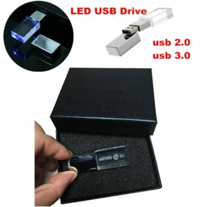 Customized 3D Photo Logo Glass LED USB Flash Drive Storage Pen drive Paper Box - Picture 1 of 9