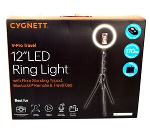  Cygnet V-Pro Travel 12" Ring Light Tripod  Bluetooth Remote & Bag Free Ship