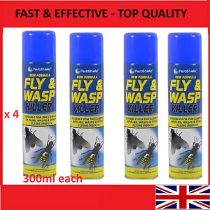 4 x 300ml Insect Fly , Wasp & Mosquito Killer Spray Destroyer Pest Sheild - Picture 1 of 1