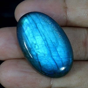 Crown Chakra Blue Flash Labradorite Oval Cabochon Gemstone 52.70 Cts - Picture 1 of 6