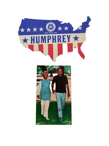 hUMPHREY 4 PRESIDENT USA POLITICAL STICKER PHOTO CARD VOTE MAY VINTAGE neocurio - Picture 1 of 4