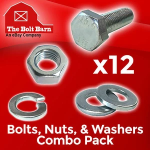(12) Tornillos hexagonales M8-1,25x16 clase 10,9 pernos hexagonales, tuercas, arandelas, arandelas de bloqueo - Imagen 1 de 5
