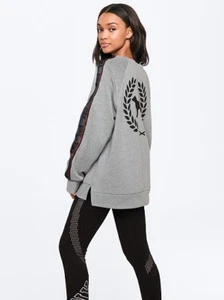 Vs Victorias Secret Pink Legging Crew Sweater Jacket Top Clay Grey / Rainbow XS - Picture 1 of 4