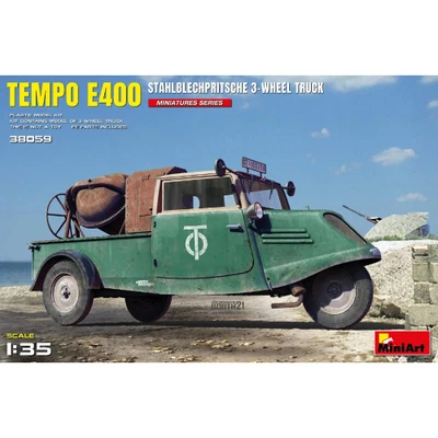TEMPO E400 STAHLBECHPRITSCHE 3 WHEEL TRUCK KIT 1:35 Miniart Kit Auto Modellino N - Immagine 1 di 4