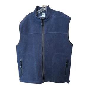 Antiguo Chaleco de Vellón XXL Azul Marino Cremallera Completa Sin Mangas Chaqueta Bolsillos con Cremallera - Imagen 1 de 8
