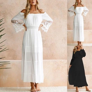 Comfortable Beach Holiday Womens Dress Beach Dress Summer White Long Dress - Picture 1 of 24