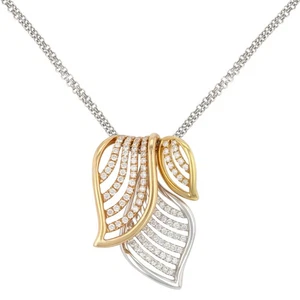 Three Tone Diamond Pendant Necklace 18k White Yellow Rose Gold 0.67Cttw - Picture 1 of 9