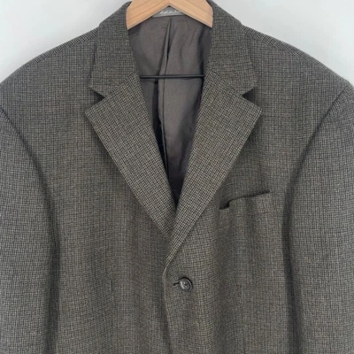 Abrigo Blazer Chaqueta Deportivo de Lana Oscar de la Renta Hombres 44R Pata de Gallo Marrón Foto 1 de 4