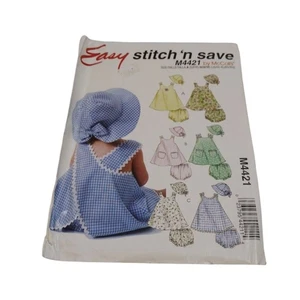 McCalls M4421 Stitch 'n Save Baby Wrap Dress/Bonnet Hat Set S-XL Sewing Pattern - Picture 1 of 4