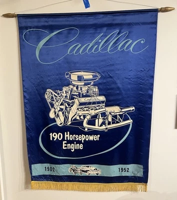 Motor publicitario vintage Cadillac Showroom Banner 1952 190 HP azul  Foto 1 de 4