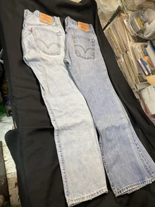 (2) Pairs Vintage 90s Levi’s 501  Denim Jeans 32 X 32 Worn Distressed Button Fly - Picture 1 of 12