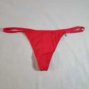 Victoria's Secret Satin V-String Tanga rot Einheitsgröße sexy goldener Anhänger - Bild 1 von 4