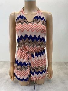 Mono corto tejido Missoni Mare para mujer talla 40 Reino Unido 8-10 rosa azul marino cuello halter - Imagen 1 de 12