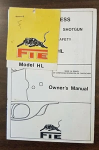 FIE factory manual for Model HL hammerless single shot shotguns with hang tag - Picture 1 of 5