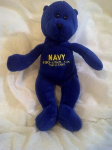 Navy 1-800-USA Navy Beanie Bear (no Tag) 9" Tall - Picture 1 of 2