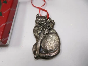 CAT GORHAM SILVERPLATE Christmas Ornament Vintage - Picture 1 of 6