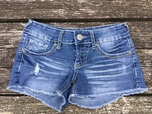 Rue21 Blue Jean Denim Cut Off Shorts Size 0 Distressed Frayed - Picture 1 of 7
