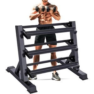 3 Regale Hantellagerung Kurzhantelständer Kurzhantelablage Dumbbell Rack Schwarz - Bild 1 von 8